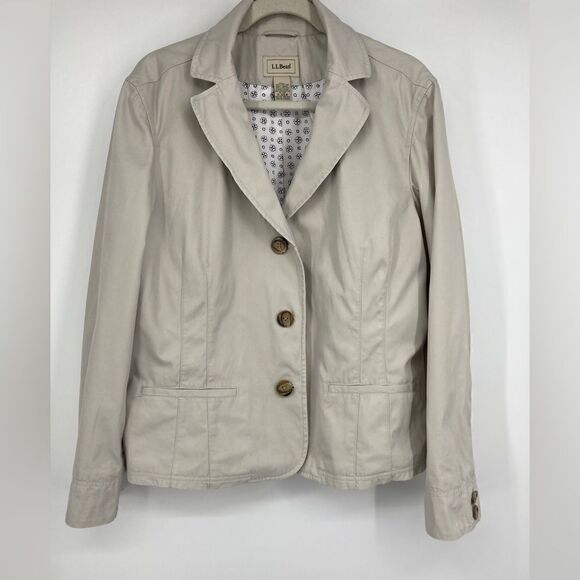 L.L.Bean 100% Cotton Women’s Jacket:O JHL 8 Beige Color Size Reg 20 - Picture 1 of 7